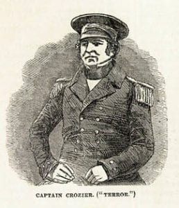 Sketch of Captain Crozier dressed in navy uniform jacket and hat